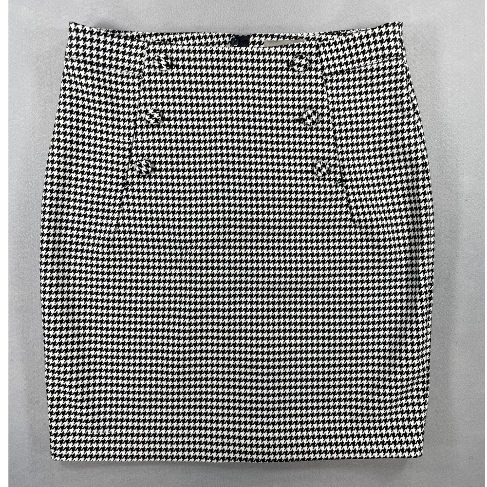 H&M Women Skirt Pencil Sailor Houndstooth Black White 8